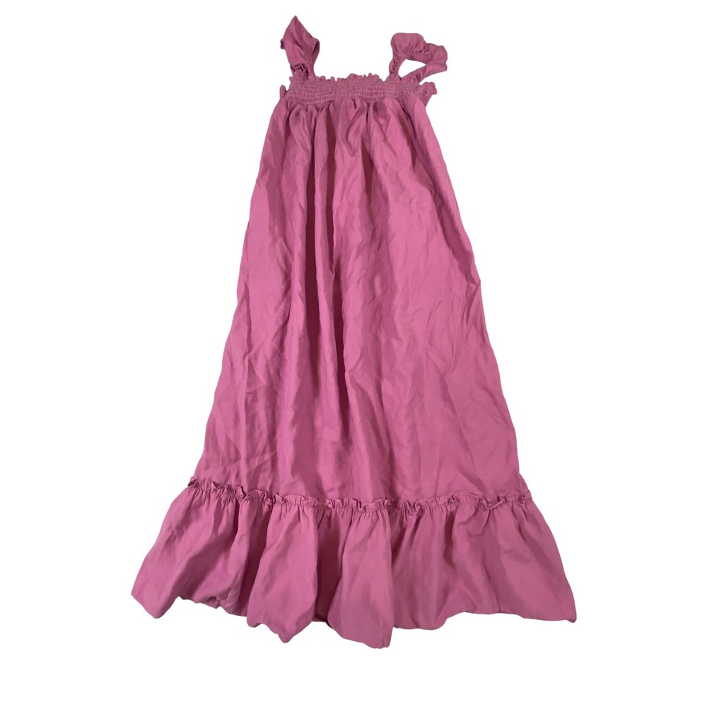 La February Orchid Pink Smocked Ruffle Strap Tiered Maxi‎ Dress Womens Large